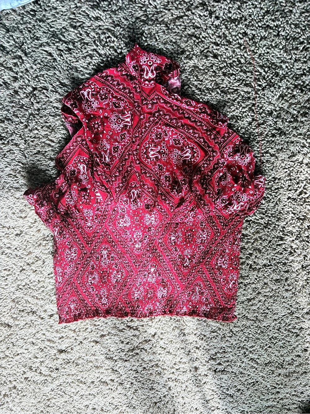 Paisley Short Sleeve Top in Red